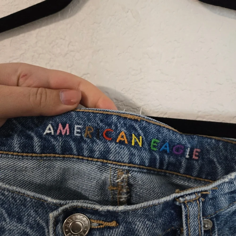 American Eagle Highest Rise Baggy Short Denim Pride Shorts Women's Size 14